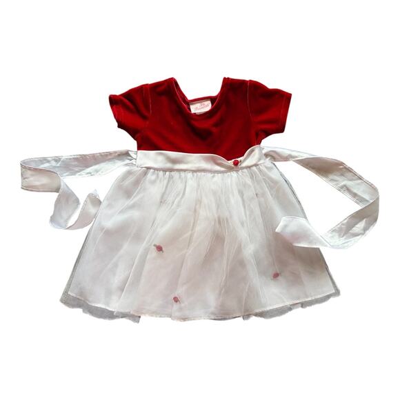 La Princess Other - La Princess Holiday Red Velvet Top W/ White Tulle Special Occassion Dress Sz 18m